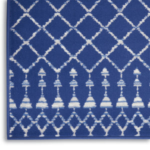 HomeRoots 8' Moroccan Distressed Area Rug in Navy Blue and Ivory – Durable, Stain Resistant, Non-Skid Design 8' X 12' 551468