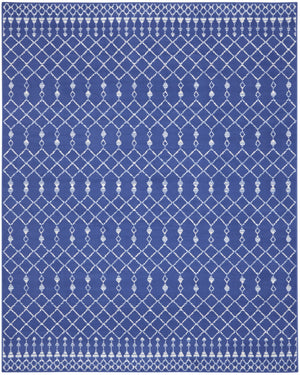 HomeRoots 8' Moroccan Distressed Area Rug in Navy Blue and Ivory – Durable, Stain Resistant, Non-Skid Design 8' X 12' 551468
