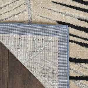 HomeRoots 10' Navy Blue Palm Leaf Area Rug - Stylish Indoor/Outdoor Design, Durable, Easy-Care & Stain-Resistant 551470