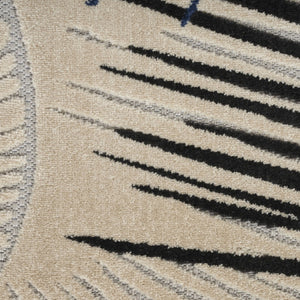 HomeRoots 10' Navy Blue Palm Leaf Area Rug - Stylish Indoor/Outdoor Design, Durable, Easy-Care & Stain-Resistant 551470