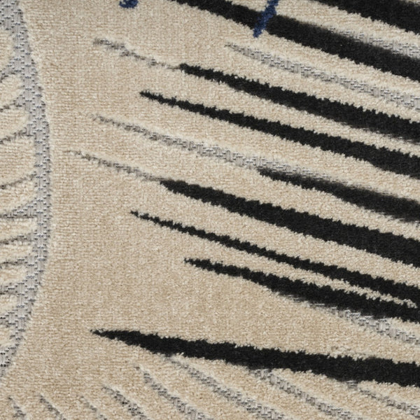HomeRoots 10' Navy Blue Palm Leaf Area Rug - Stylish Indoor/Outdoor Design, Durable, Easy-Care & Stain-Resistant 551470