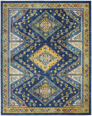 Homeroots 9' X 12' Blue And Yellow Geometric Power Loom Area Rug  Polypropylene 551471
