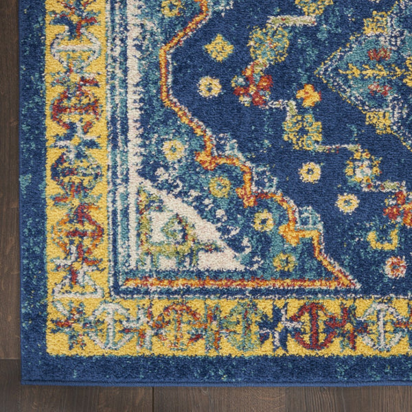 HomeRoots 8' Blue and Yellow Oriental Area Rug – Timeless Elegance, Durable Design for Living Spaces & More! 9' X 12' 551471
