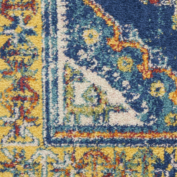 HomeRoots 8' Blue and Yellow Oriental Area Rug – Timeless Elegance, Durable Design for Living Spaces & More! 9' X 12' 551471