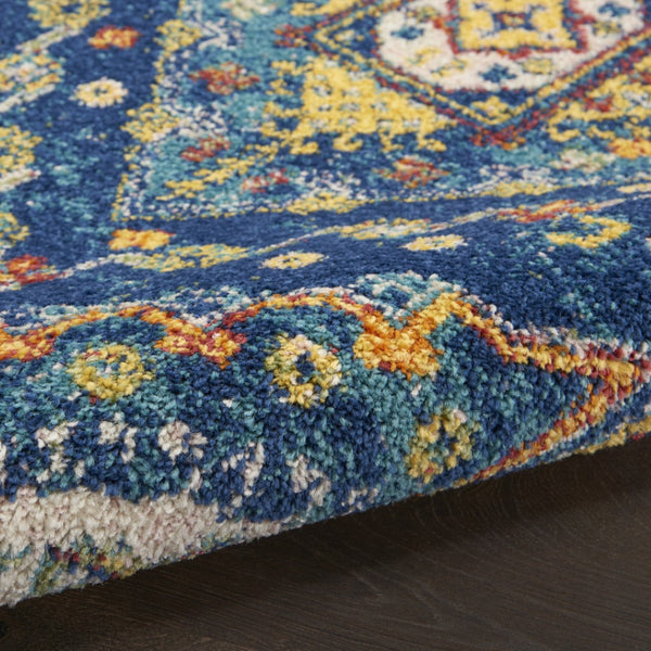 HomeRoots 8' Blue and Yellow Oriental Area Rug – Timeless Elegance, Durable Design for Living Spaces & More! 9' X 12' 551471
