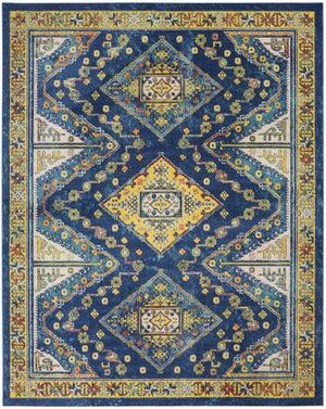 HomeRoots 8' Blue and Yellow Oriental Area Rug – Timeless Elegance, Durable Design for Living Spaces & More! 9' X 12' 551471
