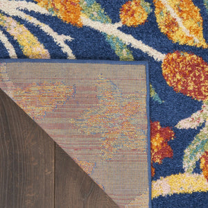 HomeRoots 9' Navy Blue Floral Power Loom Area Rug – Elegant Design for Timeless Living Room Style & Durability 9' X 12' 551473