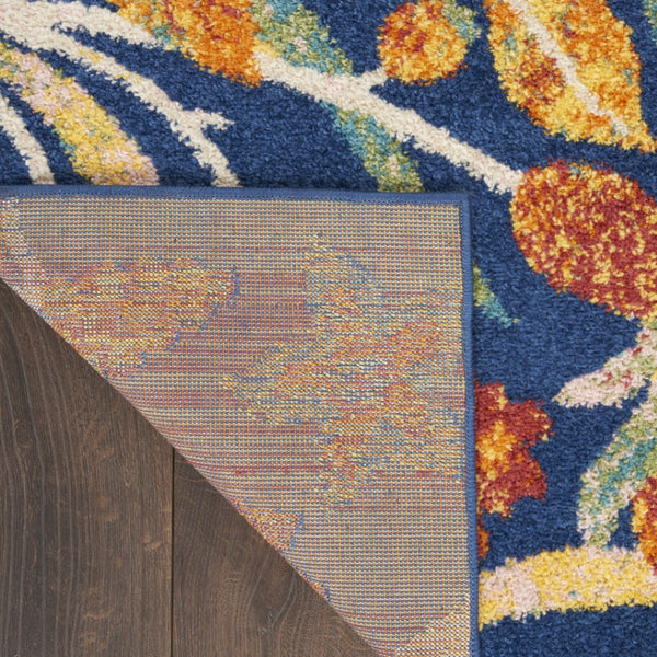 HomeRoots 9' Navy Blue Floral Power Loom Area Rug – Elegant Design for Timeless Living Room Style & Durability 9' X 12' 551473