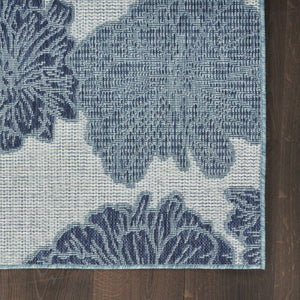 HomeRoots 9' X 12' Navy Blue Floral Area Rug - Elegant Indoor/Outdoor Design, Durable, Easy Care & Versatile 551475