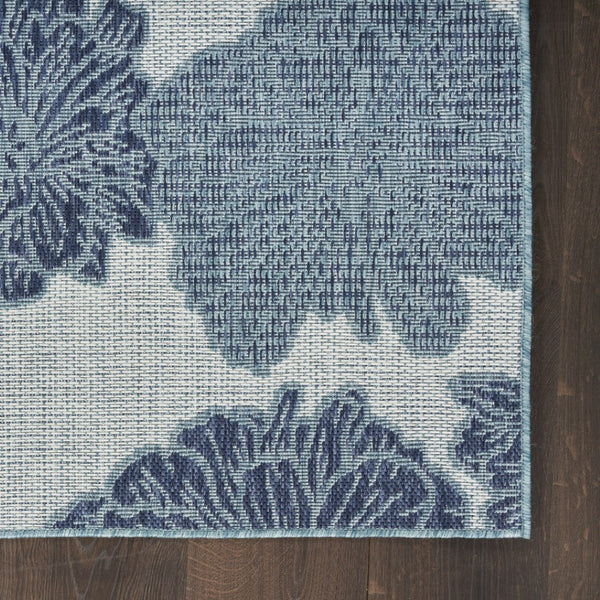 HomeRoots 9' X 12' Navy Blue Floral Area Rug - Elegant Indoor/Outdoor Design, Durable, Easy Care & Versatile 551475
