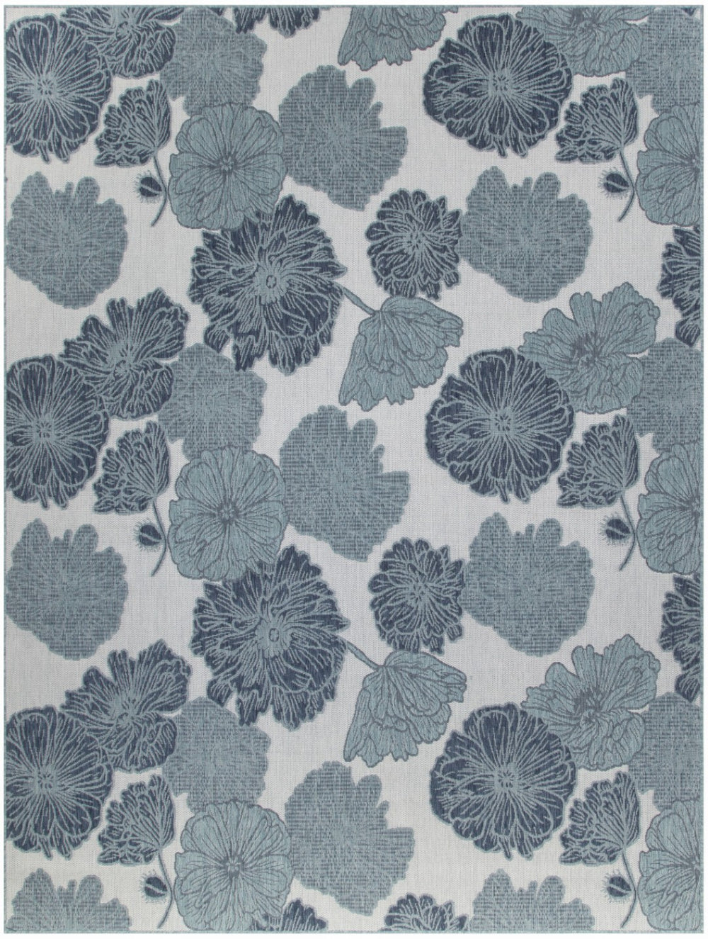 HomeRoots 9' X 12' Navy Blue Floral Area Rug - Elegant Indoor/Outdoor Design, Durable, Easy Care & Versatile 551475