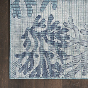 HomeRoots 9' X 12' Blue And Ivory Nautical Area Rug – Durable Indoor/Outdoor Design for Coastal Charm & Style 551477