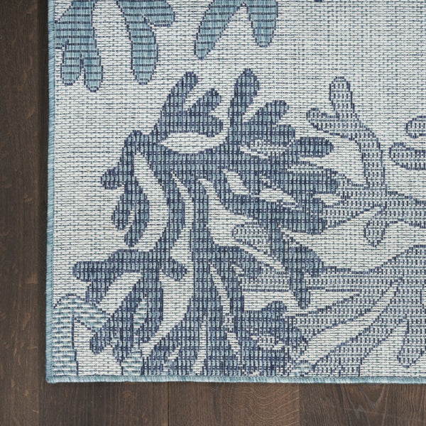 HomeRoots 9' X 12' Blue And Ivory Nautical Area Rug – Durable Indoor/Outdoor Design for Coastal Charm & Style 551477