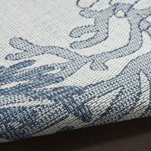 HomeRoots 9' X 12' Blue And Ivory Nautical Area Rug – Durable Indoor/Outdoor Design for Coastal Charm & Style 551477