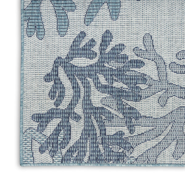HomeRoots 9' X 12' Blue And Ivory Nautical Area Rug – Durable Indoor/Outdoor Design for Coastal Charm & Style 551477