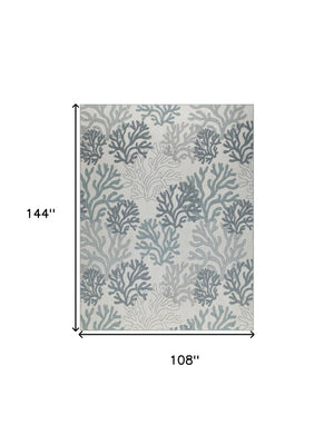 HomeRoots 9' X 12' Blue And Ivory Nautical Area Rug – Durable Indoor/Outdoor Design for Coastal Charm & Style 551477