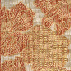 HomeRoots 9' Coral and Ivory Floral Area Rug - Durable Indoor/Outdoor Design for Stylish Living Spaces 551480