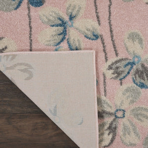 HomeRoots 9' Floral Area Rug in Pink, Gray & Blue - Durable, Stain-Resistant Design Perfect for Any Room 9' X 12' 551482