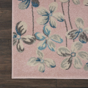 HomeRoots 9' Floral Area Rug in Pink, Gray & Blue - Durable, Stain-Resistant Design Perfect for Any Room 9' X 12' 551482