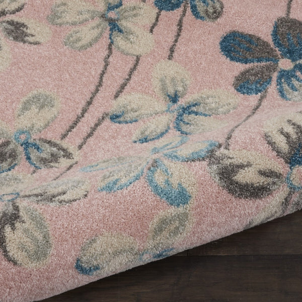 HomeRoots 9' Floral Area Rug in Pink, Gray & Blue - Durable, Stain-Resistant Design Perfect for Any Room 9' X 12' 551482