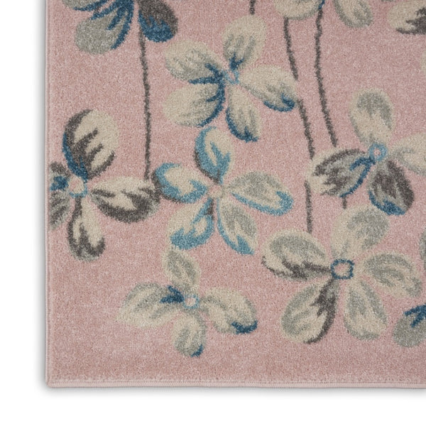 HomeRoots 9' Floral Area Rug in Pink, Gray & Blue - Durable, Stain-Resistant Design Perfect for Any Room 9' X 12' 551482