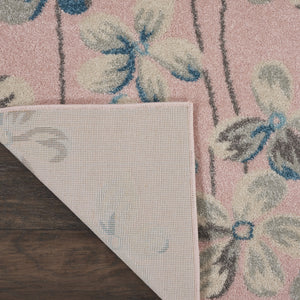 Homeroots 9' X 12' Pink Gray And Blue Floral Area Rug - Stain Resistant, Durable, Perfect For Kids & Pets!  Polypropylene 551482