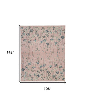Homeroots 9' X 12' Pink Gray And Blue Floral Area Rug - Stain Resistant, Durable, Perfect For Kids & Pets!  Polypropylene 551482