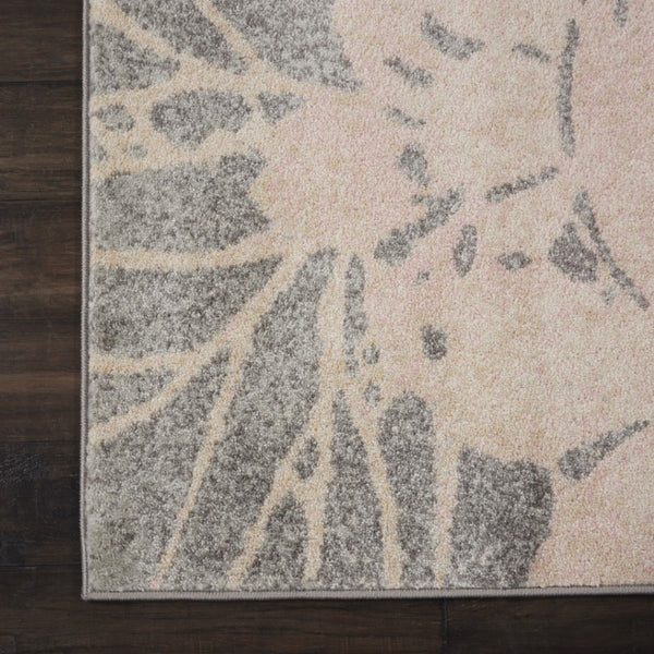 Homeroots 9' X 12' Gray And Pink Floral Area Rug - Stain Resistant, Durable, Perfect For Homes With Kids & Pets  Polypropylene 551483