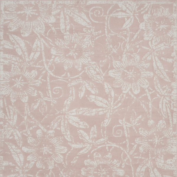 Homeroots 8' X 12' Pink And Ivory Floral Distressed Non Skid Area Rug  Polypropylene 551484