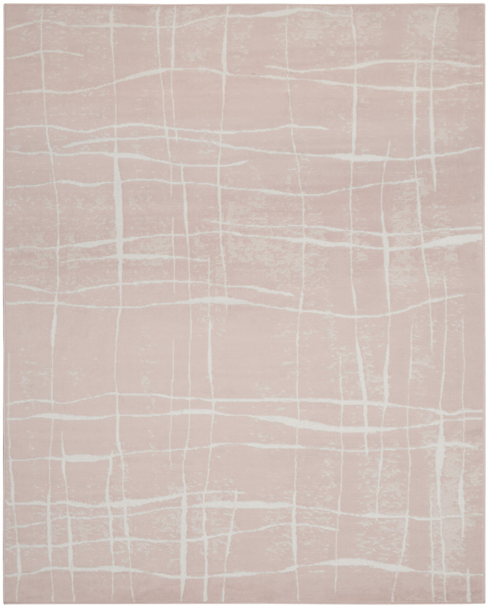 Homeroots 8' X 12' Pink And Ivory Abstract Distressed Non Skid Area Rug  Polypropylene 551485