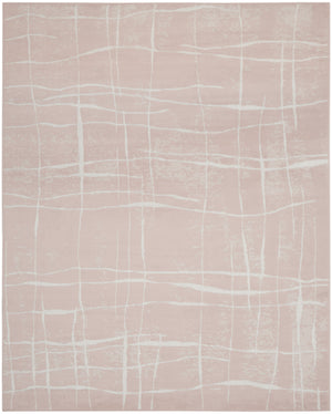 Homeroots 8' X 12' Pink And Ivory Abstract Distressed Non Skid Area Rug  Polypropylene 551485