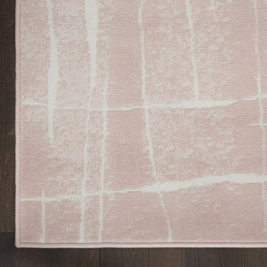 HomeRoots 6' Pink and Ivory Abstract Distressed Area Rug – Modern, Durable Design for Homes with Kids & Pets 8' X 12' 551485