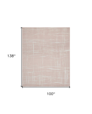 Homeroots 8' X 12' Pink And Ivory Abstract Distressed Non Skid Area Rug  Polypropylene 551485