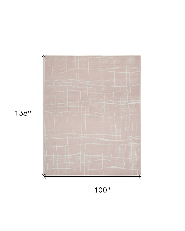 Homeroots 8' X 12' Pink And Ivory Abstract Distressed Non Skid Area Rug  Polypropylene 551485