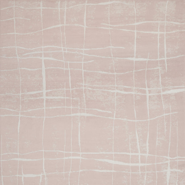 Homeroots 8' X 12' Pink And Ivory Abstract Distressed Non Skid Area Rug  Polypropylene 551485