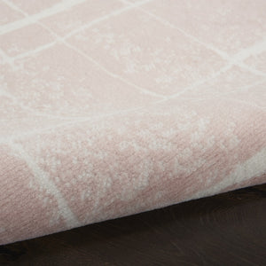 HomeRoots 6' Pink and Ivory Abstract Distressed Area Rug – Modern, Durable Design for Homes with Kids & Pets 8' X 12' 551485