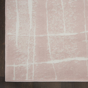 Homeroots 8' X 12' Pink And Ivory Abstract Distressed Non Skid Area Rug  Polypropylene 551485