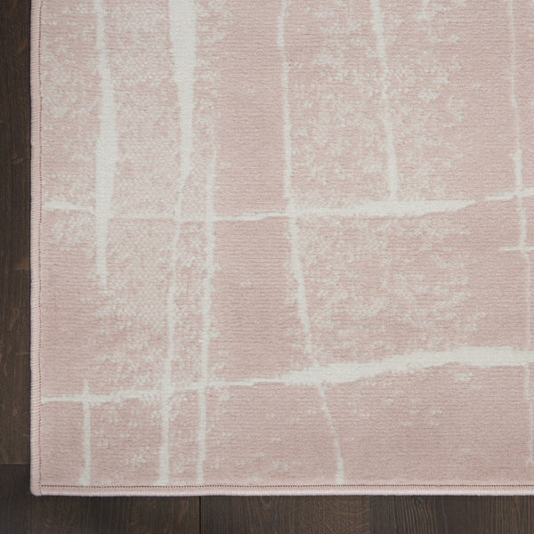 Homeroots 8' X 12' Pink And Ivory Abstract Distressed Non Skid Area Rug  Polypropylene 551485