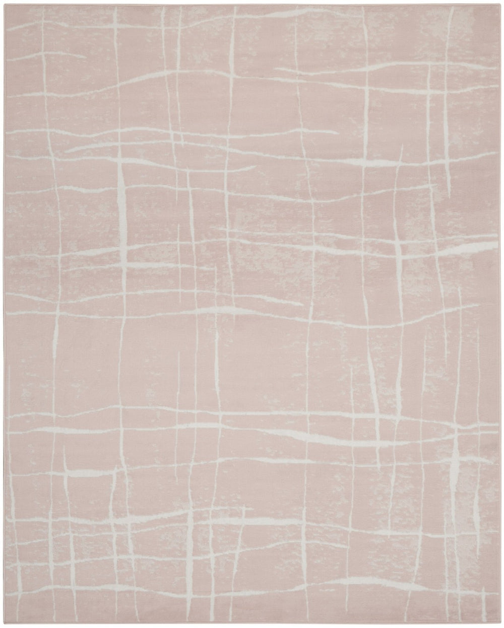 HomeRoots 6' Pink and Ivory Abstract Distressed Area Rug – Modern, Durable Design for Homes with Kids & Pets 8' X 12' 551485
