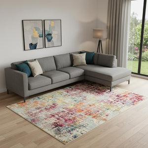 9 Foot by 12 Polypropylene Abstract Blush Area Rug for Living Room Bedroom