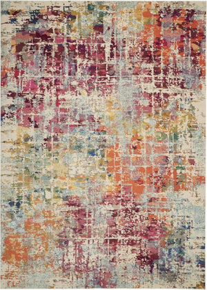 HomeRoots 9 Foot by 12 Polypropylene Abstract Blush Area Rug for Living Room Bedroom 551486