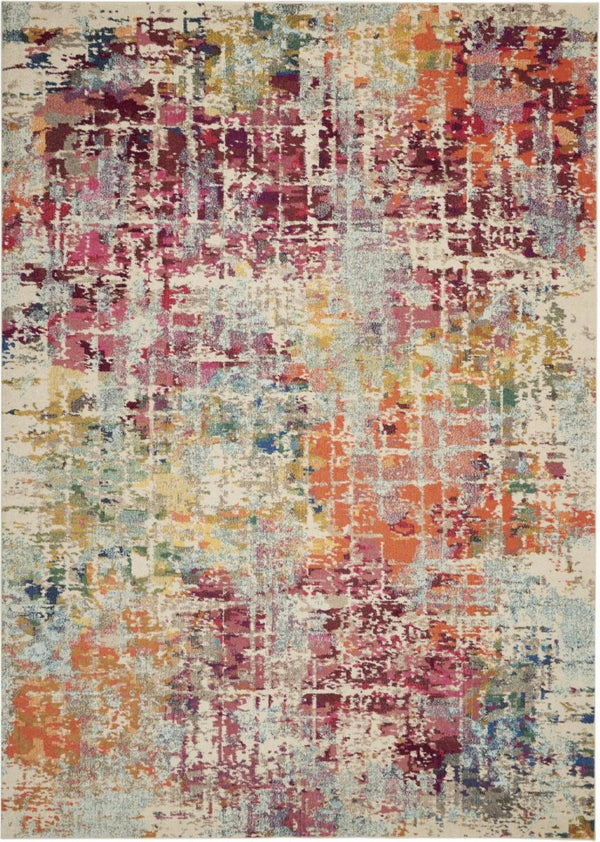 HomeRoots 9 Foot by 12 Polypropylene Abstract Blush Area Rug for Living Room Bedroom 551486