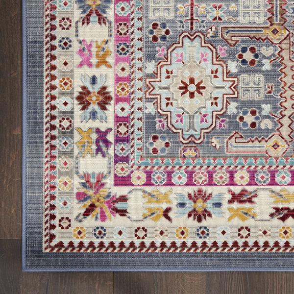 HomeRoots 9' Floral Distressed Area Rug in Ivory, Pink, and Gray – Soft, Stain-Resistant, Non-Skid Design for Homes 9' X 12' 551489