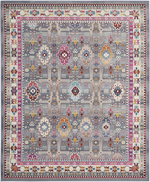 HomeRoots 9' Floral Distressed Area Rug in Ivory, Pink, and Gray – Soft, Stain-Resistant, Non-Skid Design for Homes 9' X 12' 551489