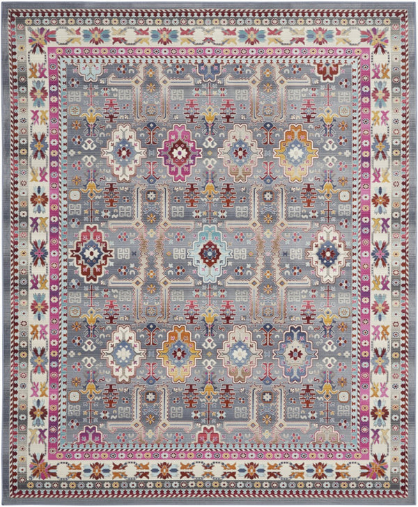 HomeRoots 9' Floral Distressed Area Rug in Ivory, Pink, and Gray – Soft, Stain-Resistant, Non-Skid Design for Homes 9' X 12' 551489