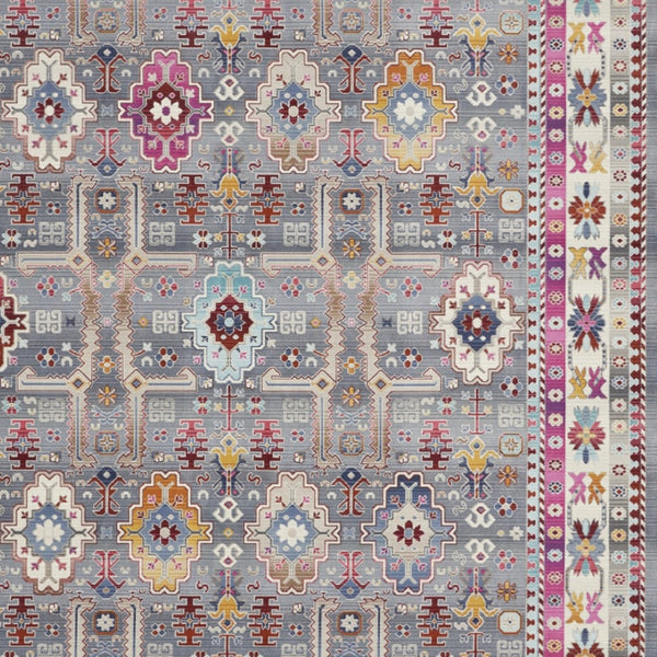 Homeroots 9' X 12' Distressed Floral Area Rug In Ivory Pink & Gray - Non-skid, Stain-resistant, Durable Design  Polypropylene 551489