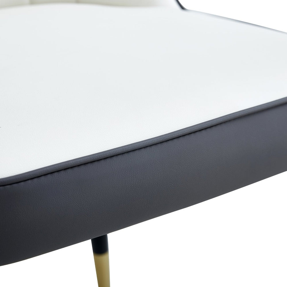 English Elm Table Set With Elegant Round White Marble Top, Gold Legs, And Soft Dining Chairs For Stylish Spaces W1151S01135-GIGA