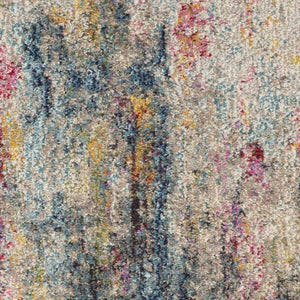 HomeRoots 8' Distressed Floral Area Rug in Ivory, Gray, and Red - Non-Skid, Stain-Resistant, Durable Design 9' X 12' 551490