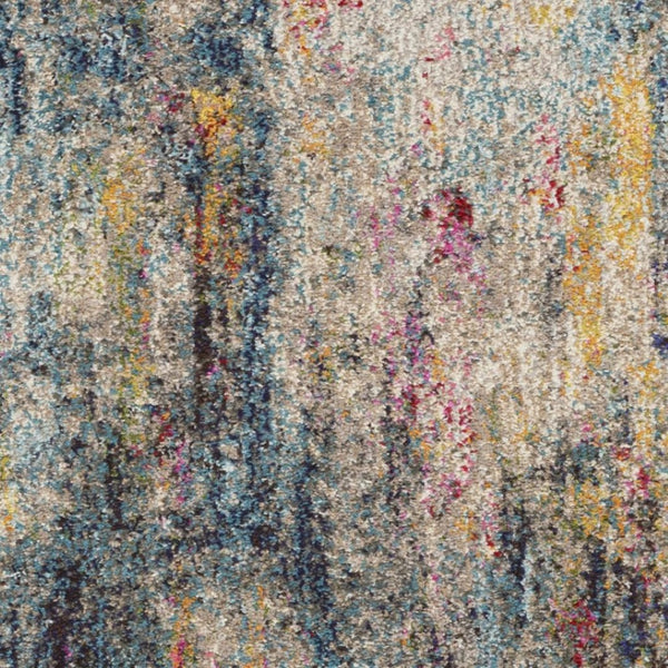 HomeRoots 8' Distressed Floral Area Rug in Ivory, Gray, and Red - Non-Skid, Stain-Resistant, Durable Design 9' X 12' 551490