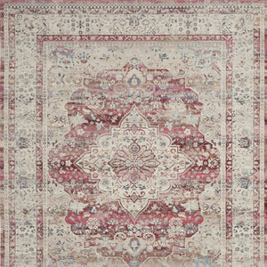 Homeroots 9' X 12' Ivory Red And Brown Floral Distressed Non-skid Area Rug - Durable, Stain-resistant Comfort!  Polypropylene 551491